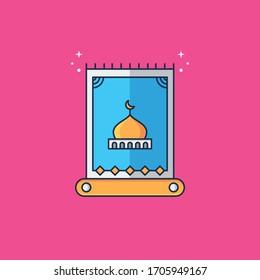 Flat Illustration Vector Graphic of Muslim Rug. Perfect for Greeting Card, Invitation Card, and Islamic Poster