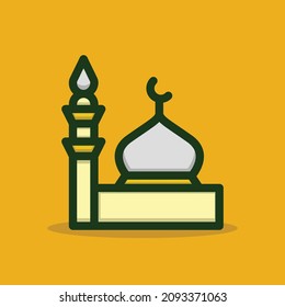 Flache Illustration Vektorgrafik der Moschee Moschee. Perfekt für Inhalte in sozialen Medien, Infografiken, Musikgeschenk usw.