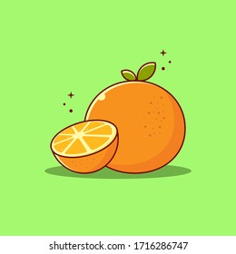 Gráfica vectorial de Ilustración Plana de Frutas Naranjas. Es bueno para el menú del libro, banner, Icon, Greetings Card, etc.