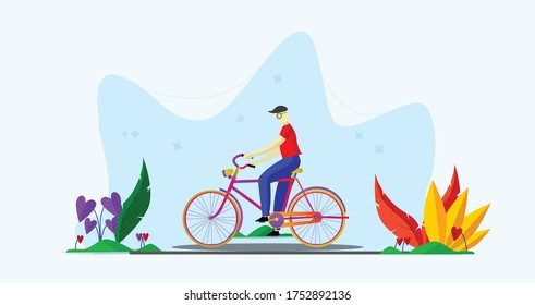Flat Illustration Vector Graphic of the people cycling. Fit for company, web design, bloggers, etc