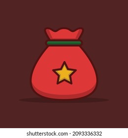 Flat Illustration vector graphic of santa's bag. Perfect for fruits product, infographics, christmas gift, etc