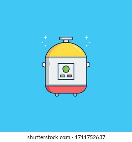 Flat Illustration Vector Graphic of Simple Rice Cooker. Perfect for Invitation Card, Poster, Banner, Icon, Book Menu, etc.