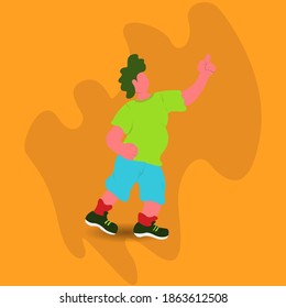 flat illustration vector graphics of a fat man doing various activities and poses suitable for mascot on banners posters brochures etc