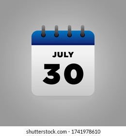 Flachbildvektor für den Kalender im Juli, täglich, für Büros, Plakatkliniken usw.