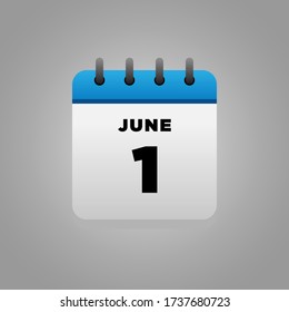 Vector de ilustración plana del calendario de junio, diariamente, para oficinas, afiches escolares, etc.