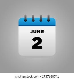 Vector de ilustración plana del calendario de junio, diariamente, para oficinas, afiches escolares, etc.