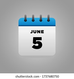 Flachbildvektor für Juni-Kalender, täglich, für Büro, Schulposter usw.