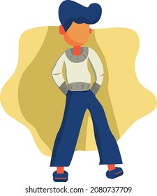 Mano macho vectorial de iluminación plana en bolsillo  