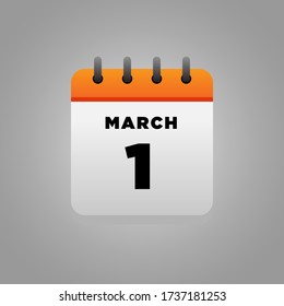 Flat Illustration vector of march 1 calendar , daily, for office, school