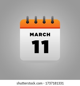 Flat Illustration vector of march 11 calendar , daily, for office, school