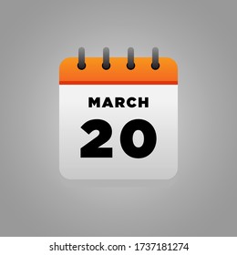 Flat Illustration vector of march 20 calendar , daily, for office, school