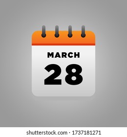 Flat Illustration vector of march 28 calendar , daily, for office, school