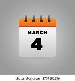 Flat Illustration vector of march 4 calendar , daily, for office, school