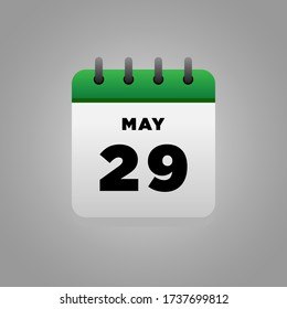 Vector de ilustración plana del calendario de mayo, diariamente, para oficina, afiche escolar, etc.
