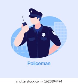 Flat Illustration Vector Profession Policeman