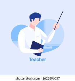 Flat Illustration Vector Profession Teacher
