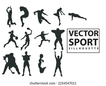 flat illustration vector set people sillhouette football player with diferent style, soccer player, sport, kick, run, jump isolated on white background