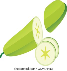 Ilustración plana del concepto de calabaza verde vegetal 
