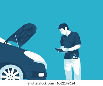 flat illustration vehicle diagnostics wizard in vector format