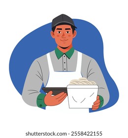 A flat illustration of a volunteer 

