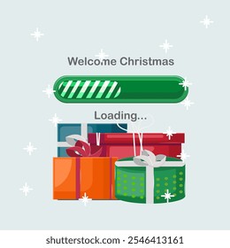 Ilustración plana esperando cargando navidad