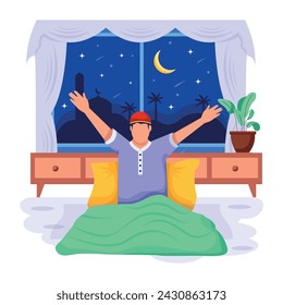 A flat illustration of wake up