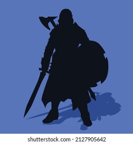 flat illustration of a warrior's shadow