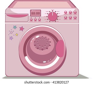  flat illustration washing machine, pink