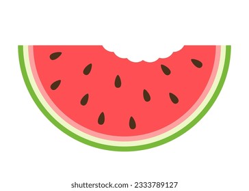 Flat illustration of watermelon slice vector icon isolated on white background.