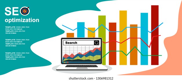 Flat illustration web analytics design , SEO optimization. 