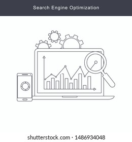 Flat illustration web analytics design , SEO optimization