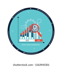 
Flat illustration web analytics design , SEO optimization.