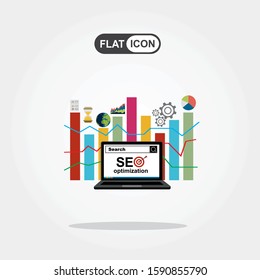 Flat illustration web analytics design , SEO optimization.