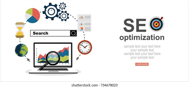 Flat illustration web analytics design , SEO optimization.