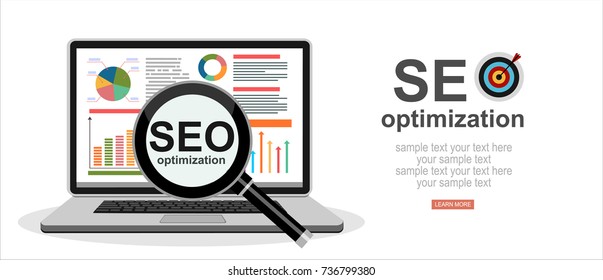 Flat illustration web analytics design , SEO optimization.