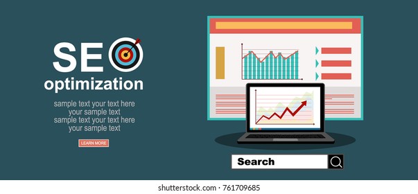 Flat illustration web analytics design , SEO optimization.
