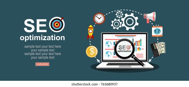 Flat illustration web analytics design , SEO optimization.