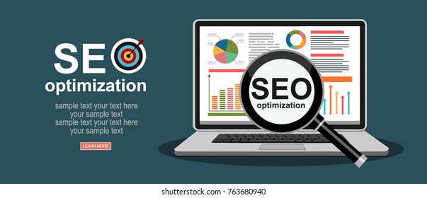 Flat illustration web analytics design , SEO optimization.