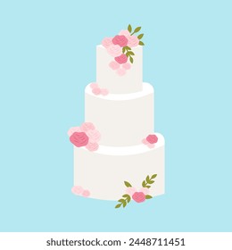 Ilustración Plana De Pastel De Boda