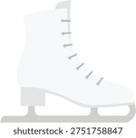 Flat illustration of a white ice skate boot with laces and blade in side view