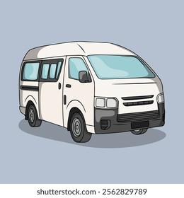 Flat illustration of white minivan car