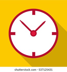 Flat illustration of white wall clock vector icon for web