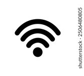 flat illustration of wifi vector icon, communication sign symbol. signal sign and symbol. Wireless icon. Wi-fi symbol set. router wireless technology. Free wireless zone. Public wifi area solid sign.