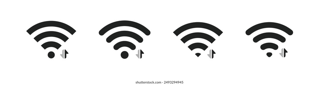 flat illustration of wifi vector icon, communication sign symbol. signal sign and symbol. Wireless icon. Wi-fi symbol set. router wireless technology. Free wireless zone. Public wifi area solid sign.