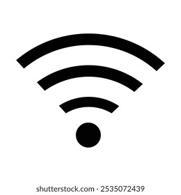 ilustração plana de wifi ícone vetorial, símbolo sinal de comunicação. sinal e símbolo. Ícone sem fio. Conjunto de símbolos Wi-fi. tecnologia sem fio do roteador. Zona sem fio livre. Sinal sólido de área de wifi pública.