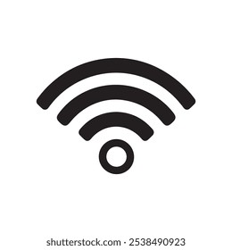 ilustração plana de wifi ícone vetorial, símbolo sinal de comunicação. sinal e símbolo. Ícone sem fio. Conjunto de símbolos Wi-fi. tecnologia sem fio do roteador. Zona sem fio livre. Sinal sólido de área de wifi pública.