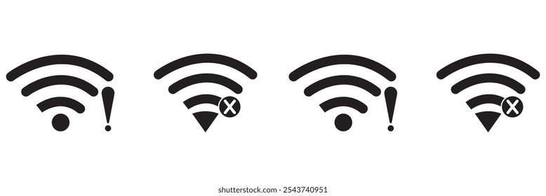 ilustração plana de wifi ícone vetorial, símbolo sinal de comunicação. sinal e símbolo. Ícone sem fio. Conjunto de símbolos Wi-fi. tecnologia sem fio do roteador. Zona sem fio livre. Sinal sólido de área de wifi pública.