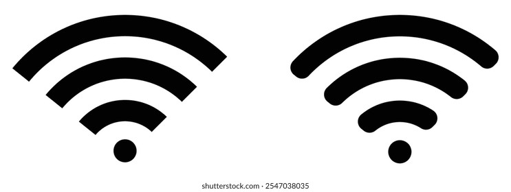 ilustração plana de wifi ícone vetorial, símbolo sinal de comunicação. sinal e símbolo. Ícone sem fio. Conjunto de símbolos Wi-fi. tecnologia sem fio do roteador. Zona sem fio livre. Sinal sólido de área de wifi pública.