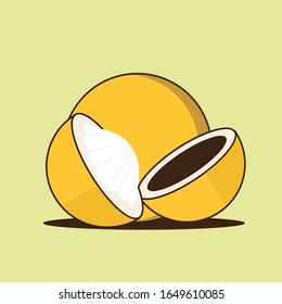 Flat Illustration. Wild mangosteen fruit isolated on plain background. Suitable for wallpaper, banner, Children book illustration, card invitation, flyer, web design. Healty Food.