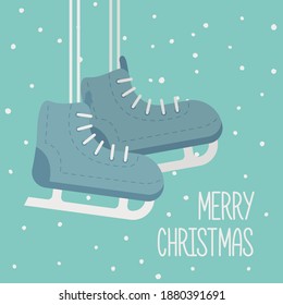Flat illustration of winter skating vector concept. Merry Christmas